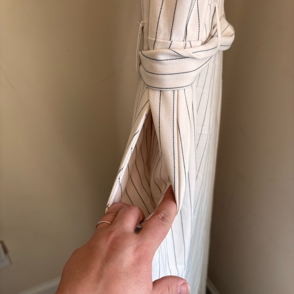a new day White Pinstripe Sleeveless V-Neck Wide-Leg Jumpsuit - Picture 9 of 9